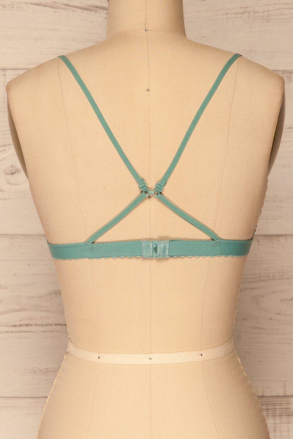Kunow Teal Blue Lace Bralette | La petite garçonne back close-up cross