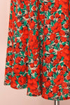 Kyriake Red Floral A-Line Midi Summer Dress skirt | Boutique 1861