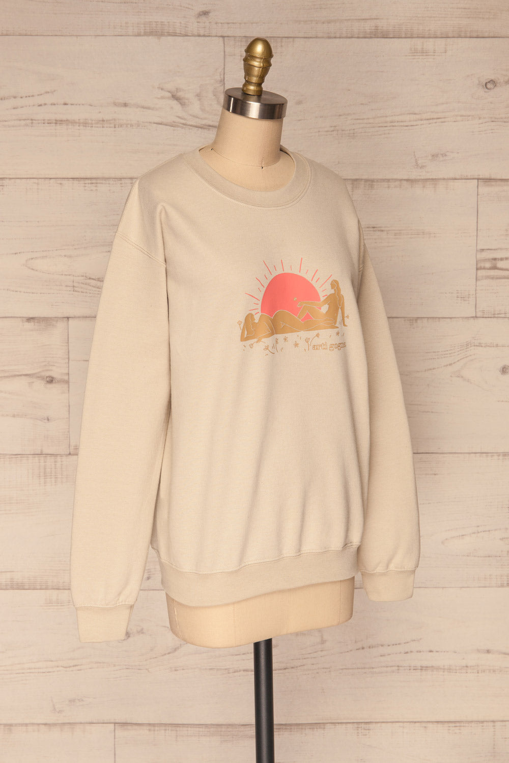 Lagoa Beige Crew Neck Sweatshirt | La petite garçonne side view