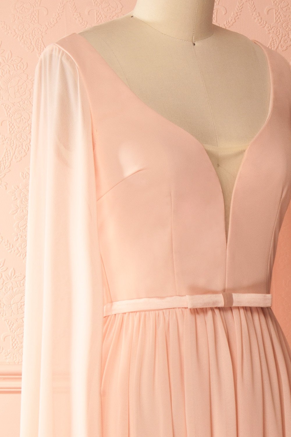 Lallie Pink Light Pink 70s Inspired Chiffon Gown | Boutique 1861