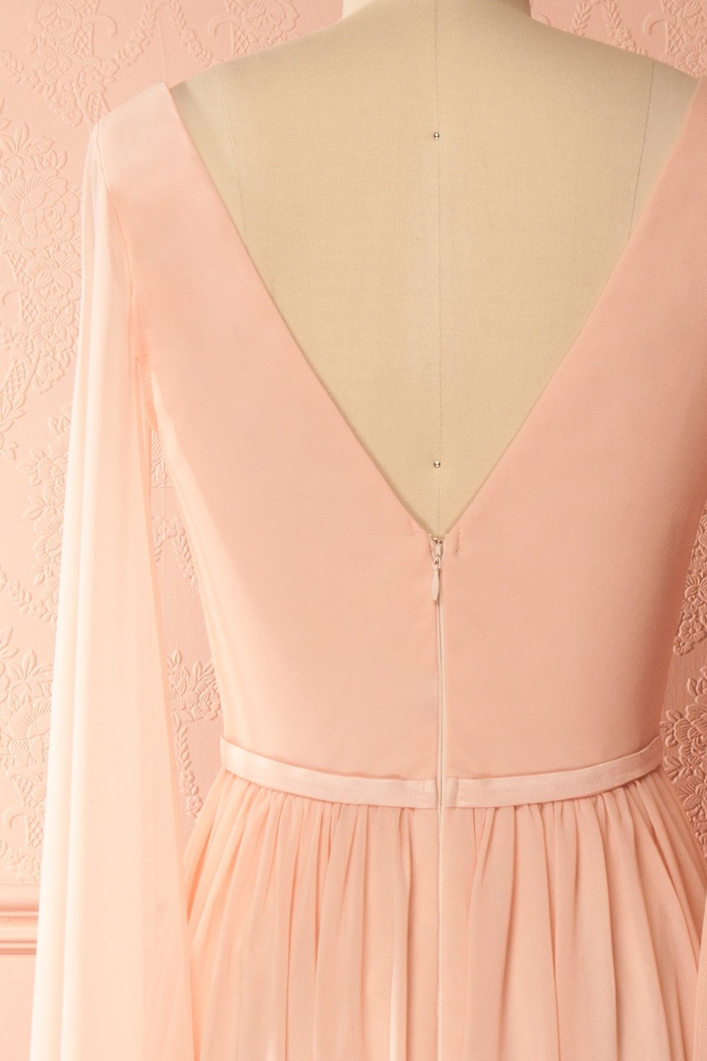 Lallie Pink Light Pink 70s Inspired Chiffon Gown | Boutique 1861