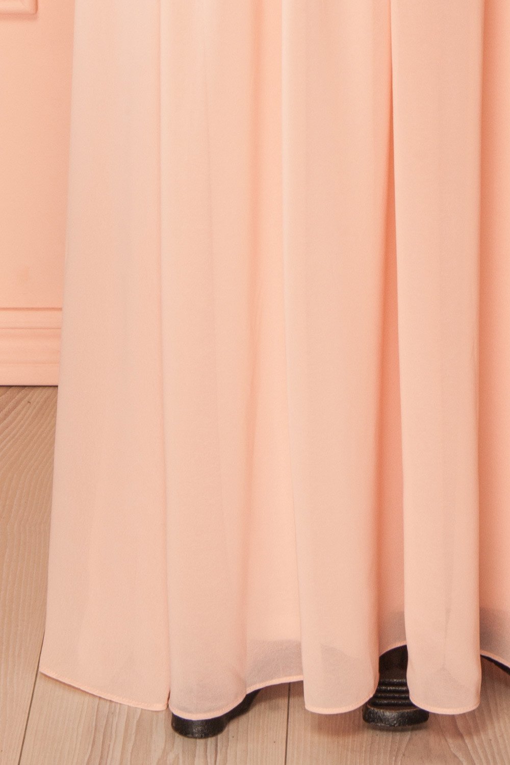 Lallie Pink Light Pink 70s Inspired Chiffon Gown | Boutique 1861