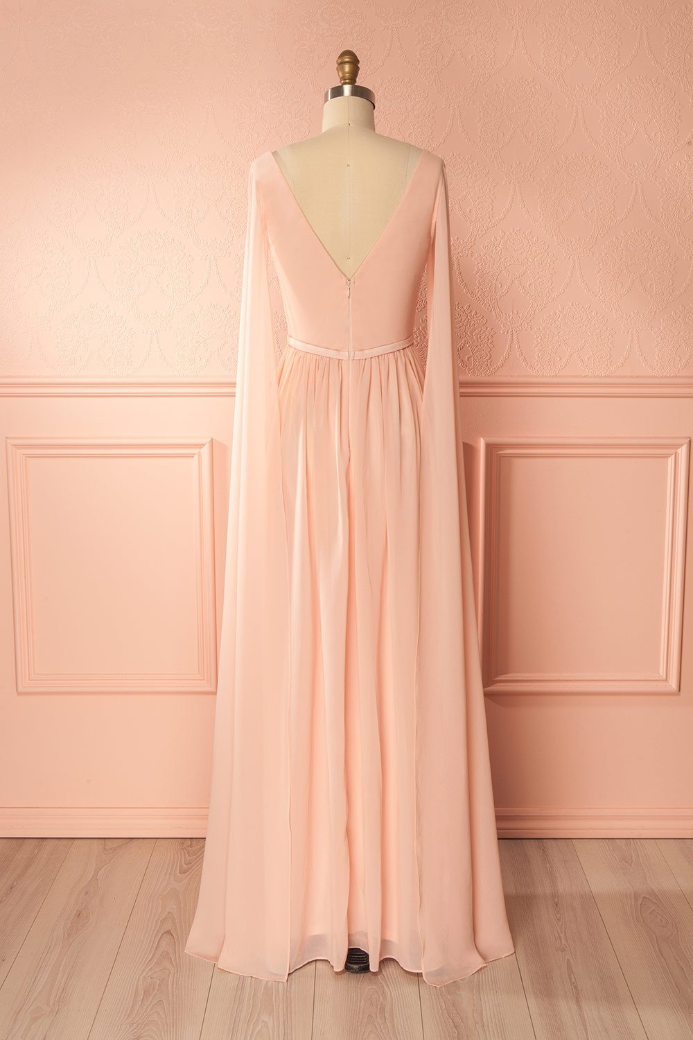 Lallie Pink Light Pink 70s Inspired Chiffon Gown | Boutique 1861