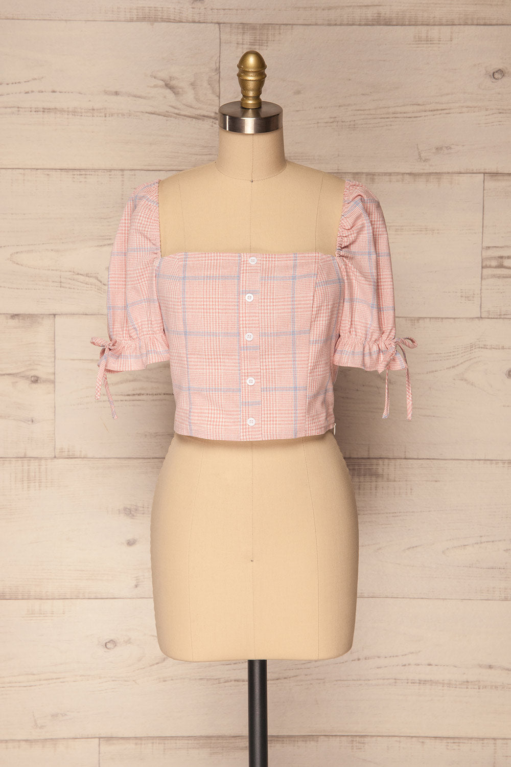 Lanhelas Pink & White Checkered Crop Top | La Petite Garçonne 1
