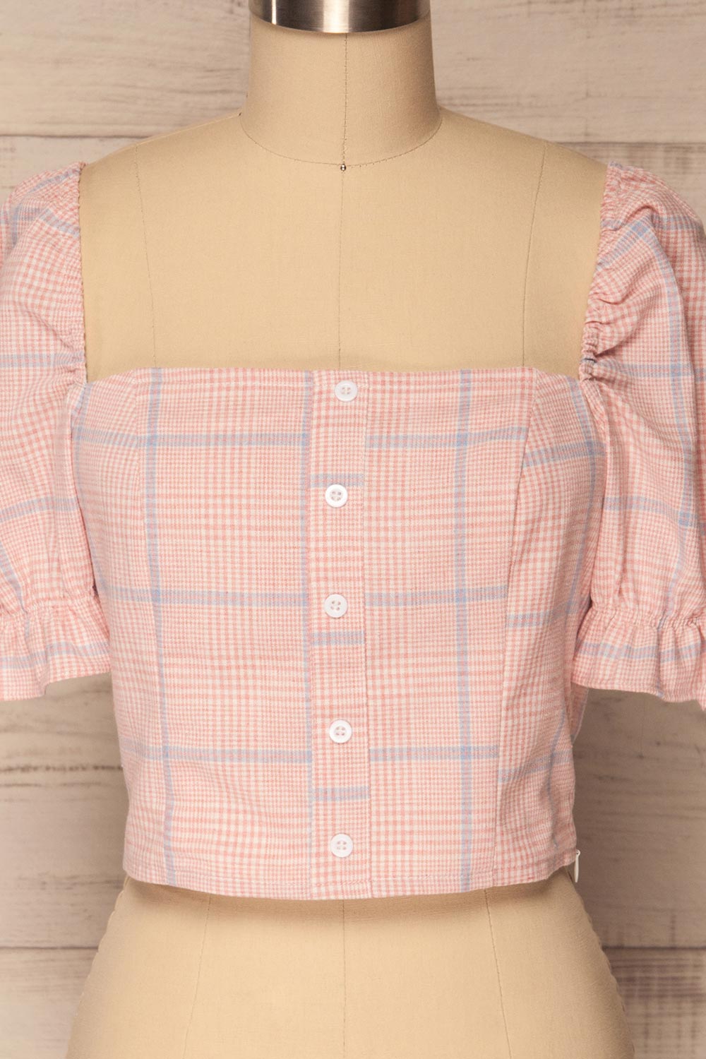 Lanhelas Pink & White Checkered Crop Top | La Petite Garçonne 3