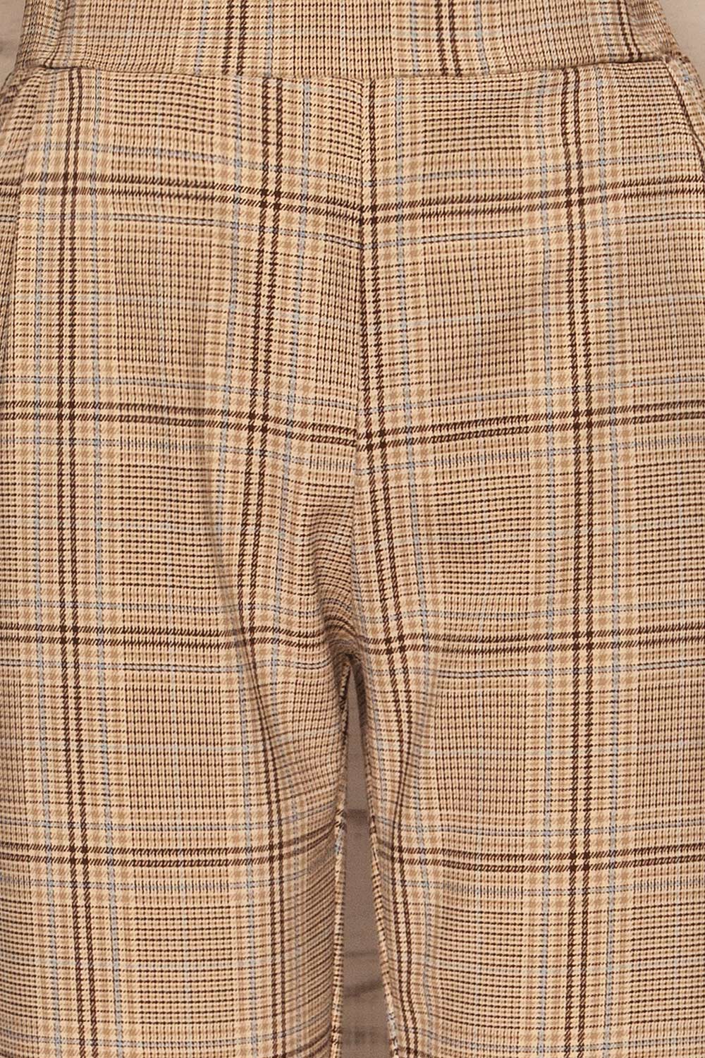 Lara Beige Straight Leg Plaid Pants | La petite garçonne fabric
