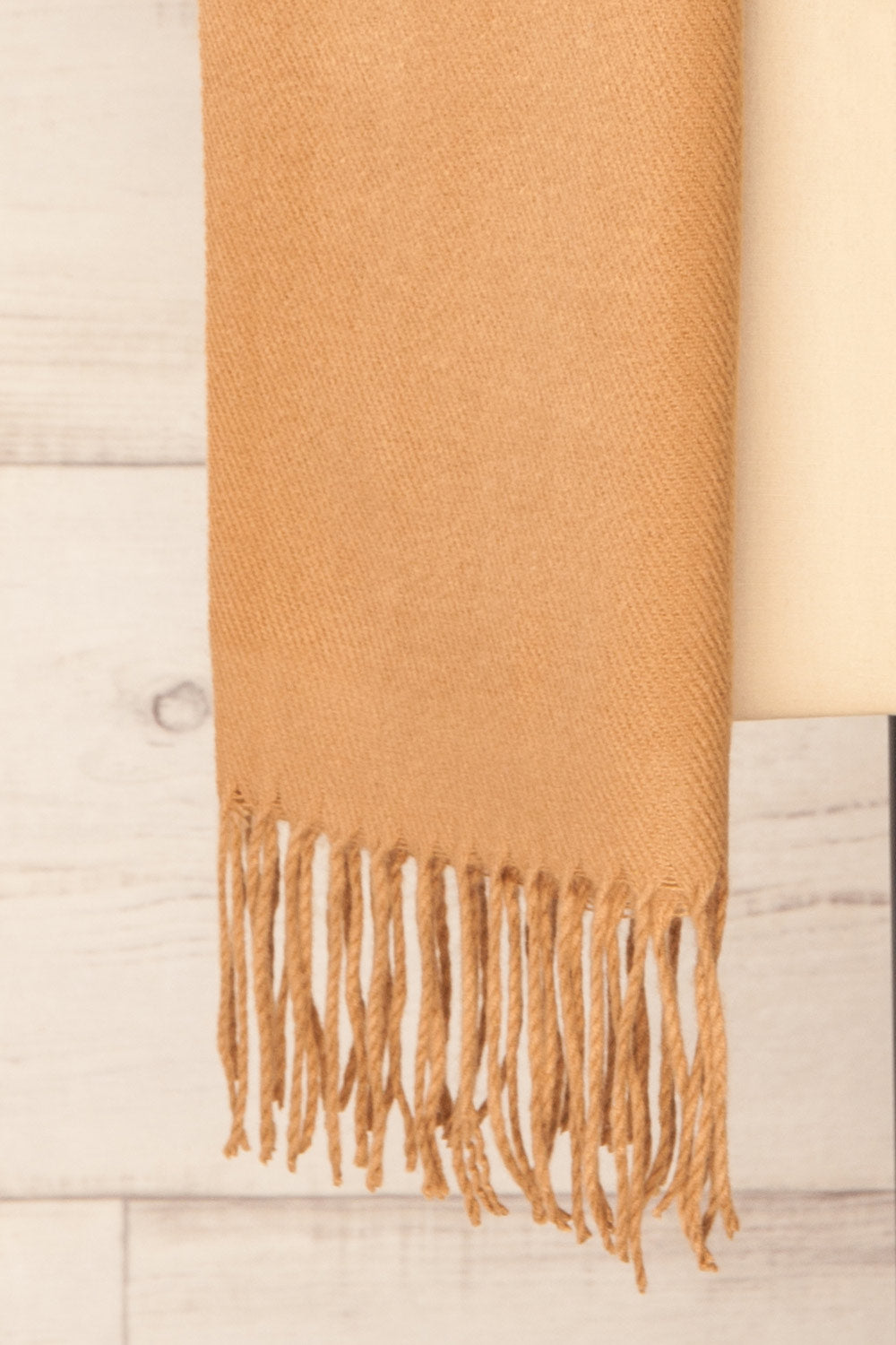 Le Baiser Taupe Soft Knitted Scarf | La petite garçonne fringe