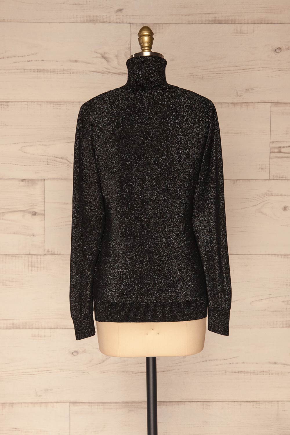 Lecco Black Sparkling Turtleneck Top | La petite garçonne back view