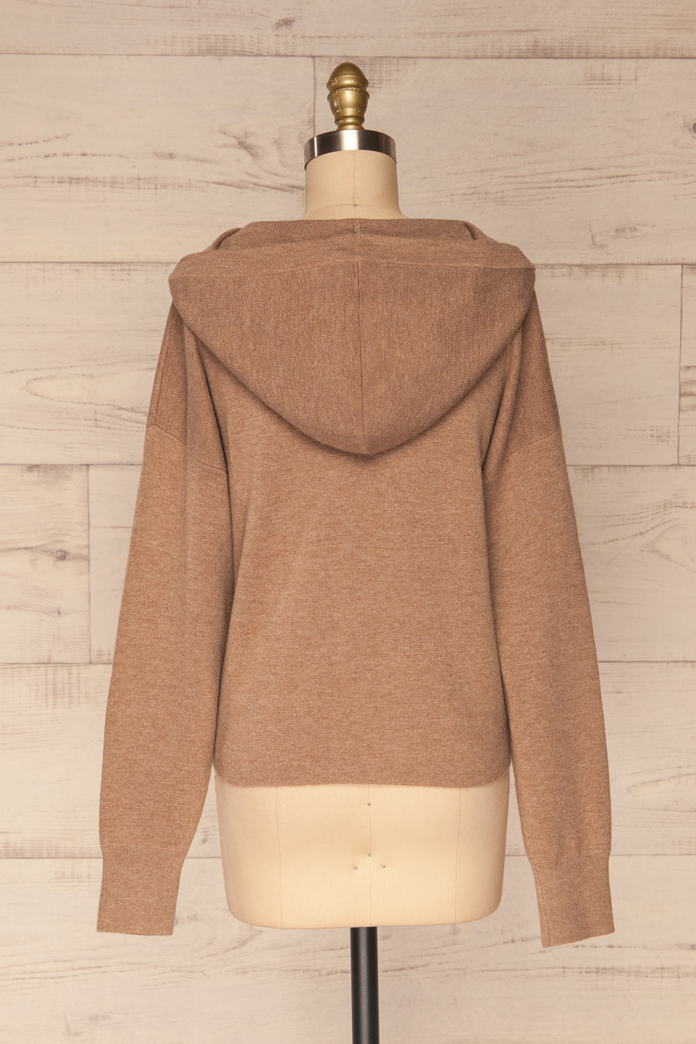 Leczna Taupe Hooded Knit Sweater | La petite garçonne back view