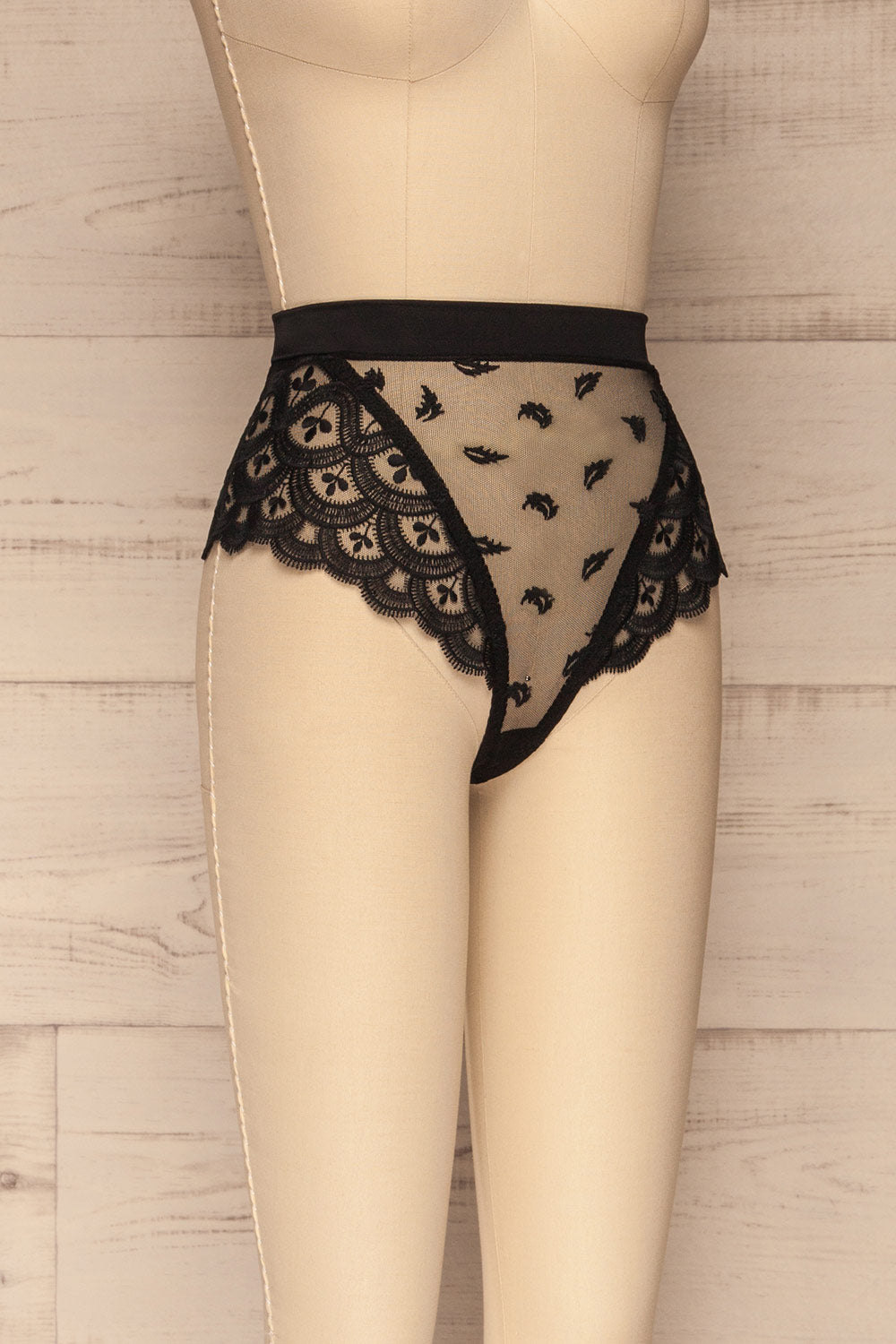 Leczyca Black Lace High-Waist Panties | La petite garçonne side view