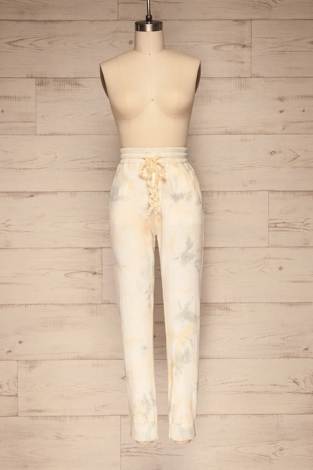 Lenzen White Tie Dye Casual Joggers | La petite garçonne front view