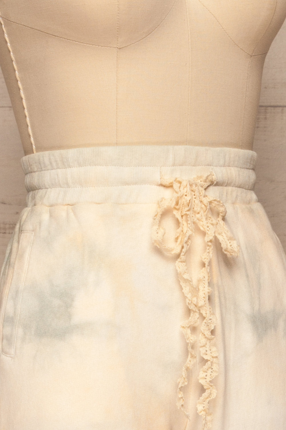 Lenzen White Tie Dye Casual Joggers | La petite garçonne side close-up