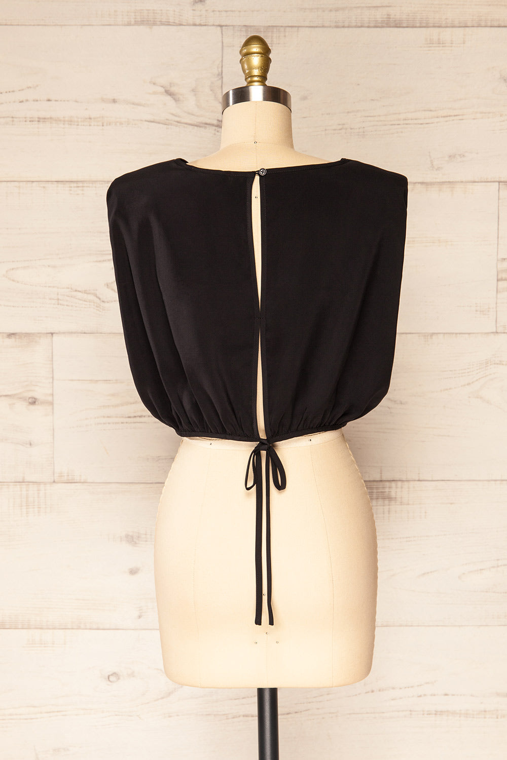 Leon Black Shoulder Pads Crop Top | La petite garçonne back view