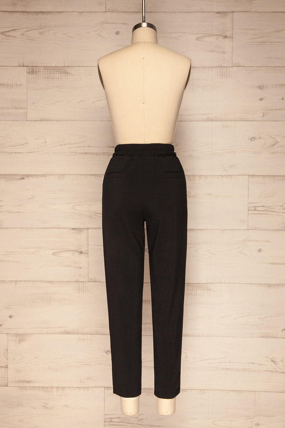 Leporis Black Lightweight Straight Leg Pants | La Petite Garçonne back view