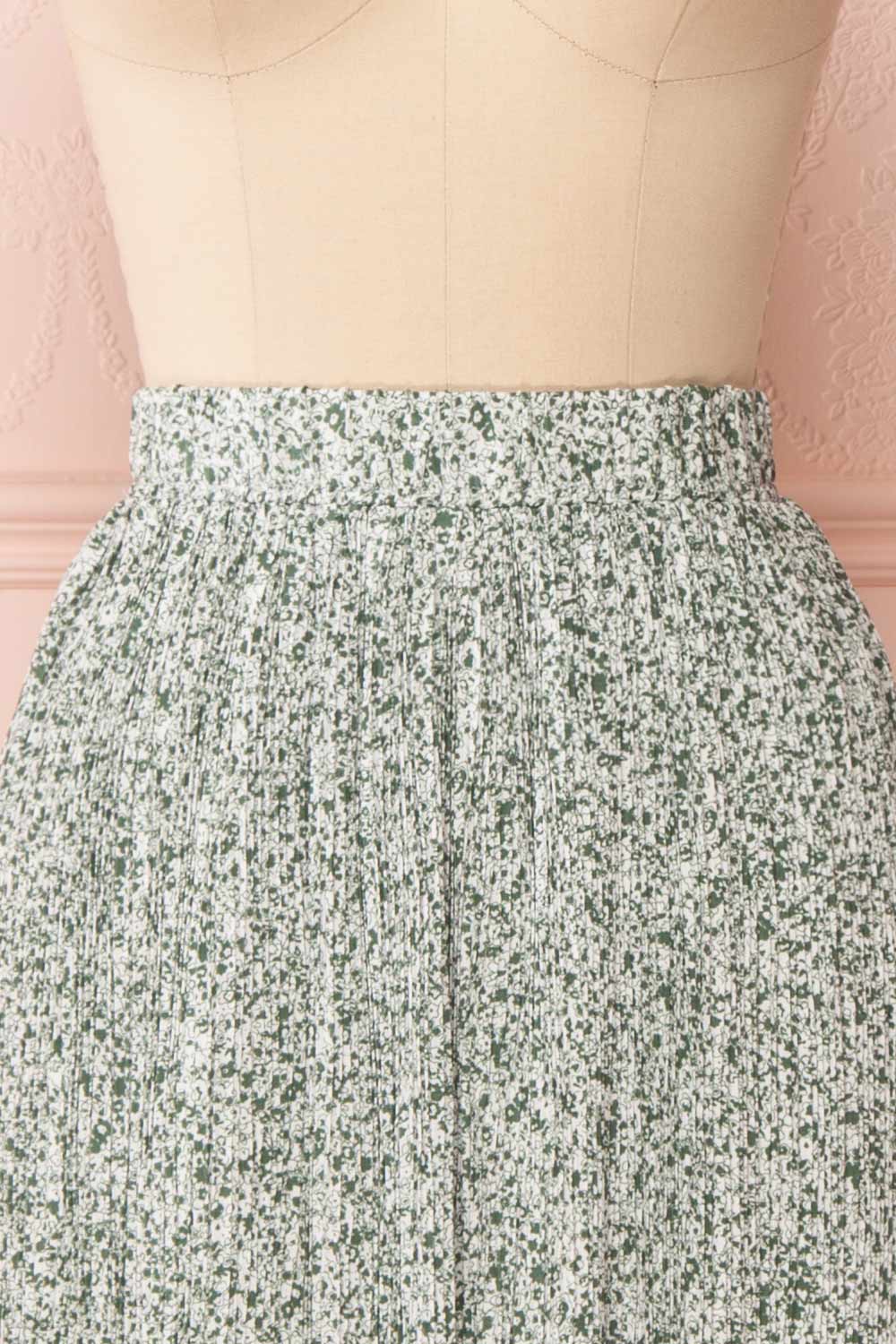 Lidochka Green & White Pleated Midi Skirt | Boutique 1861 front close-up