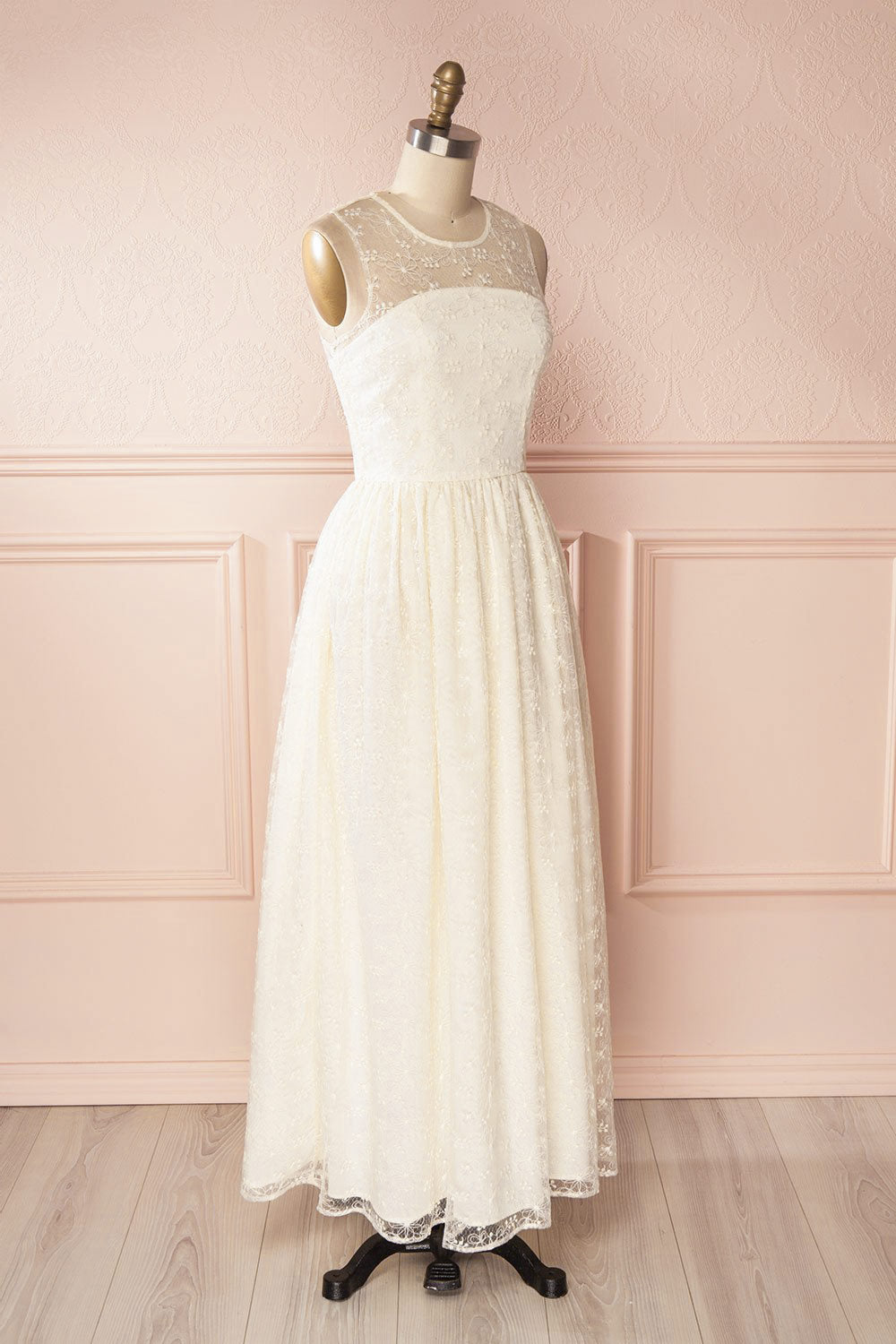 Lilya Ivoire Off-White Embroidered Maxi Gown | Boudoir 1861