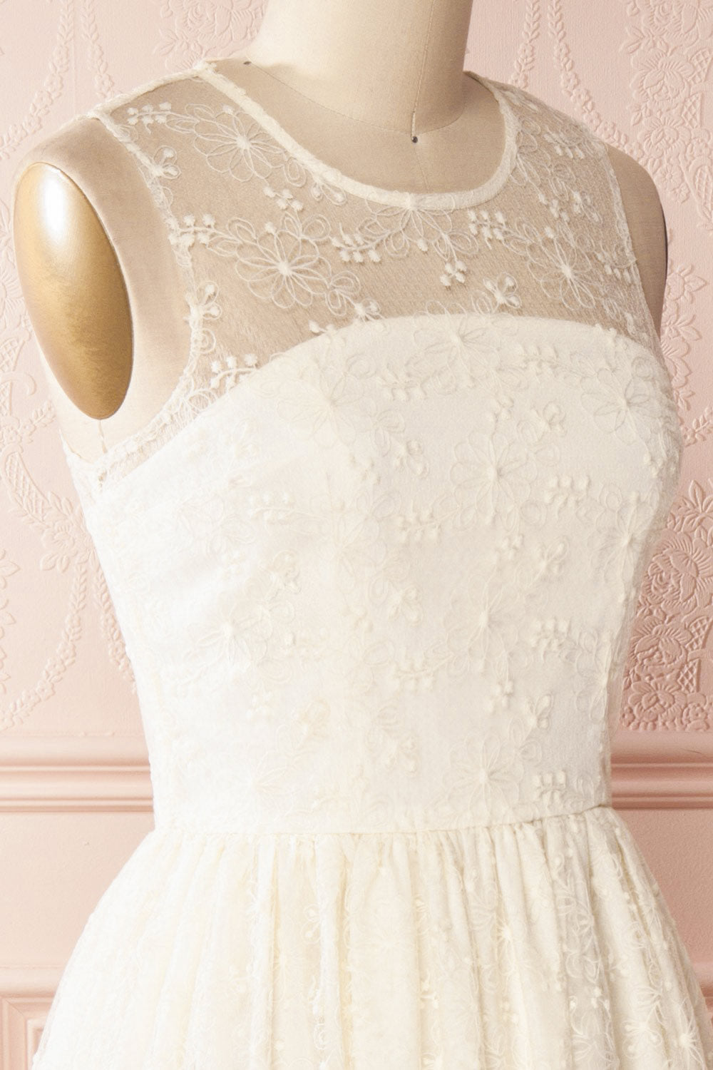 Lilya Ivoire Off-White Embroidered Maxi Gown | Boudoir 1861