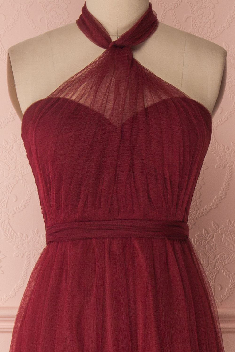 Linaya Deep Red Burgundy Draped Bustier Empire Gown | Boudoir 1861