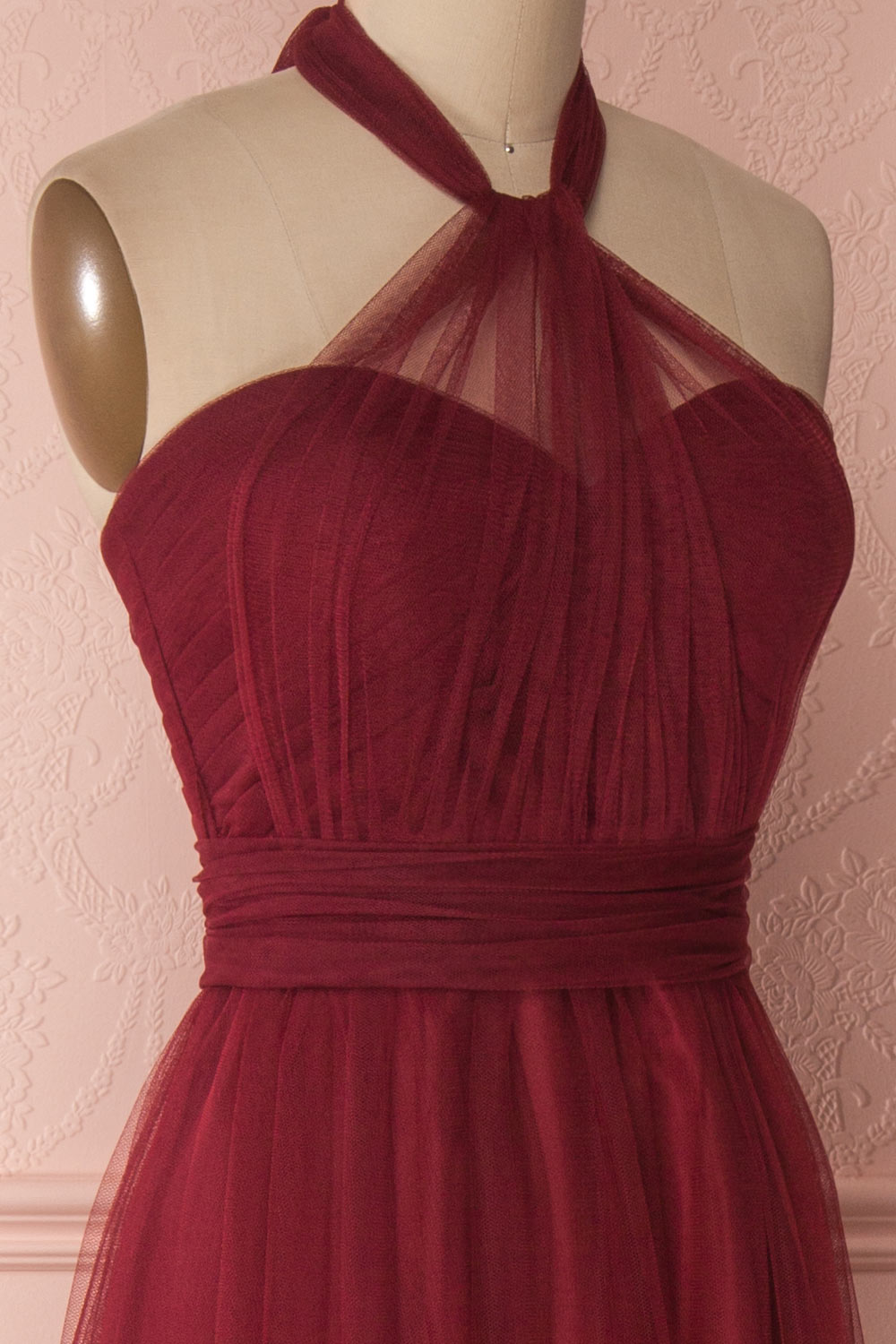 Linaya Deep Red Burgundy Draped Bustier Empire Gown | Boudoir 1861