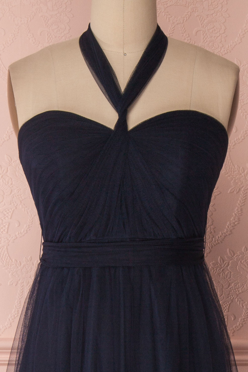 Linaya Navy Draped Bustier Empire Gown | Boudoir 1861