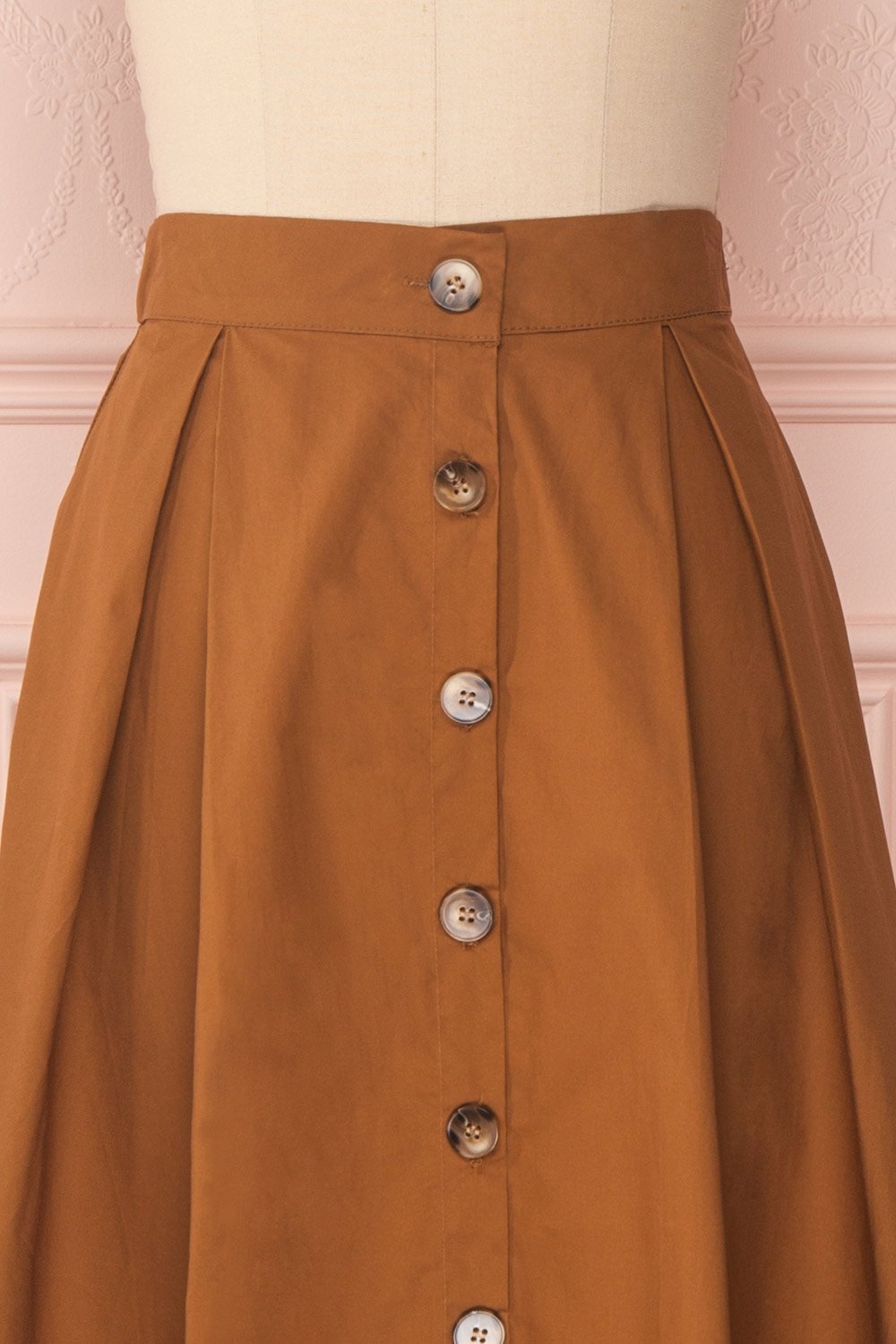 Linor Brown Button-Up High Waisted Skirt | Boutique 1861 2