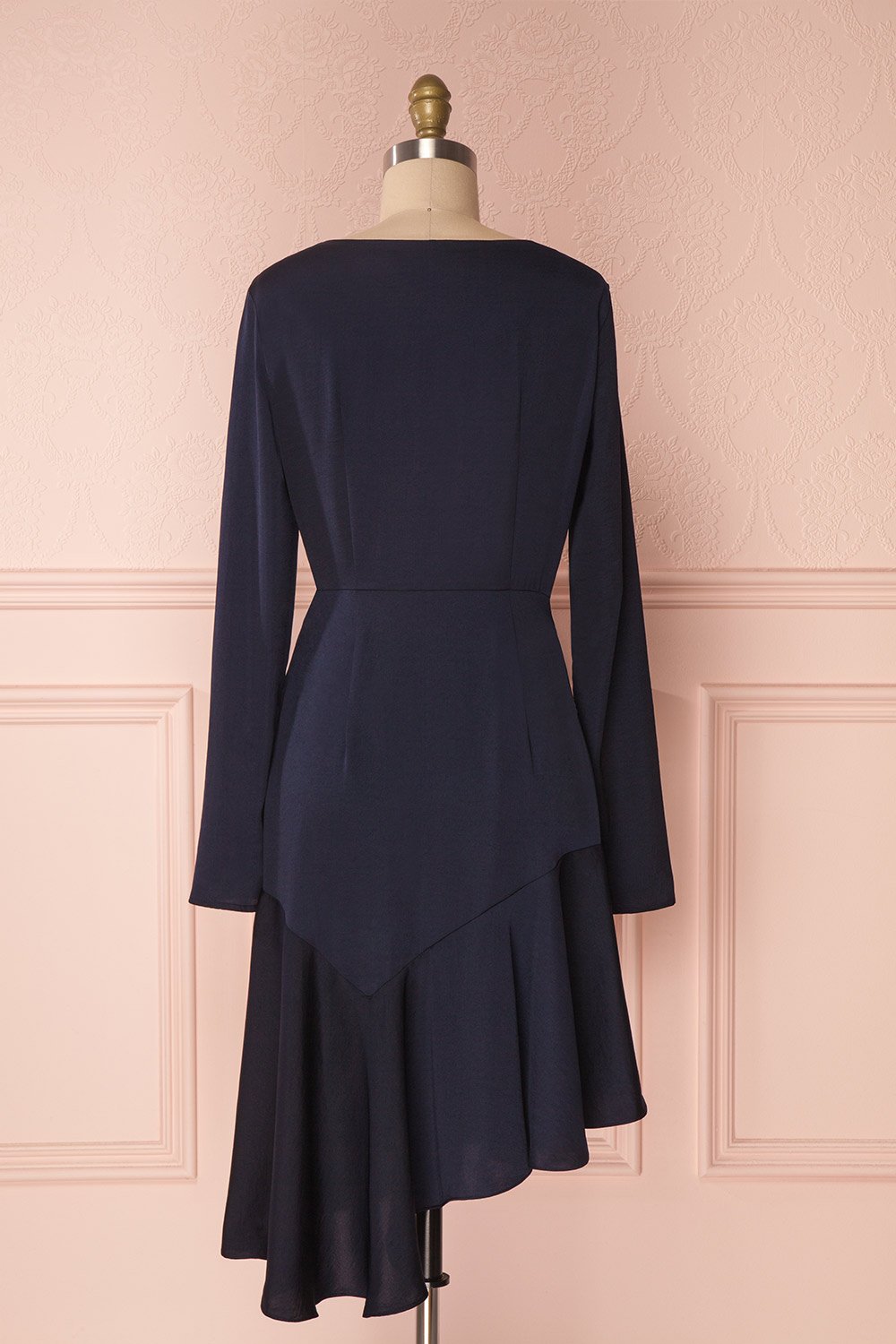 Liséa Ciel Navy Blue Asymmetrical Silky Dress | Boutique 1861
