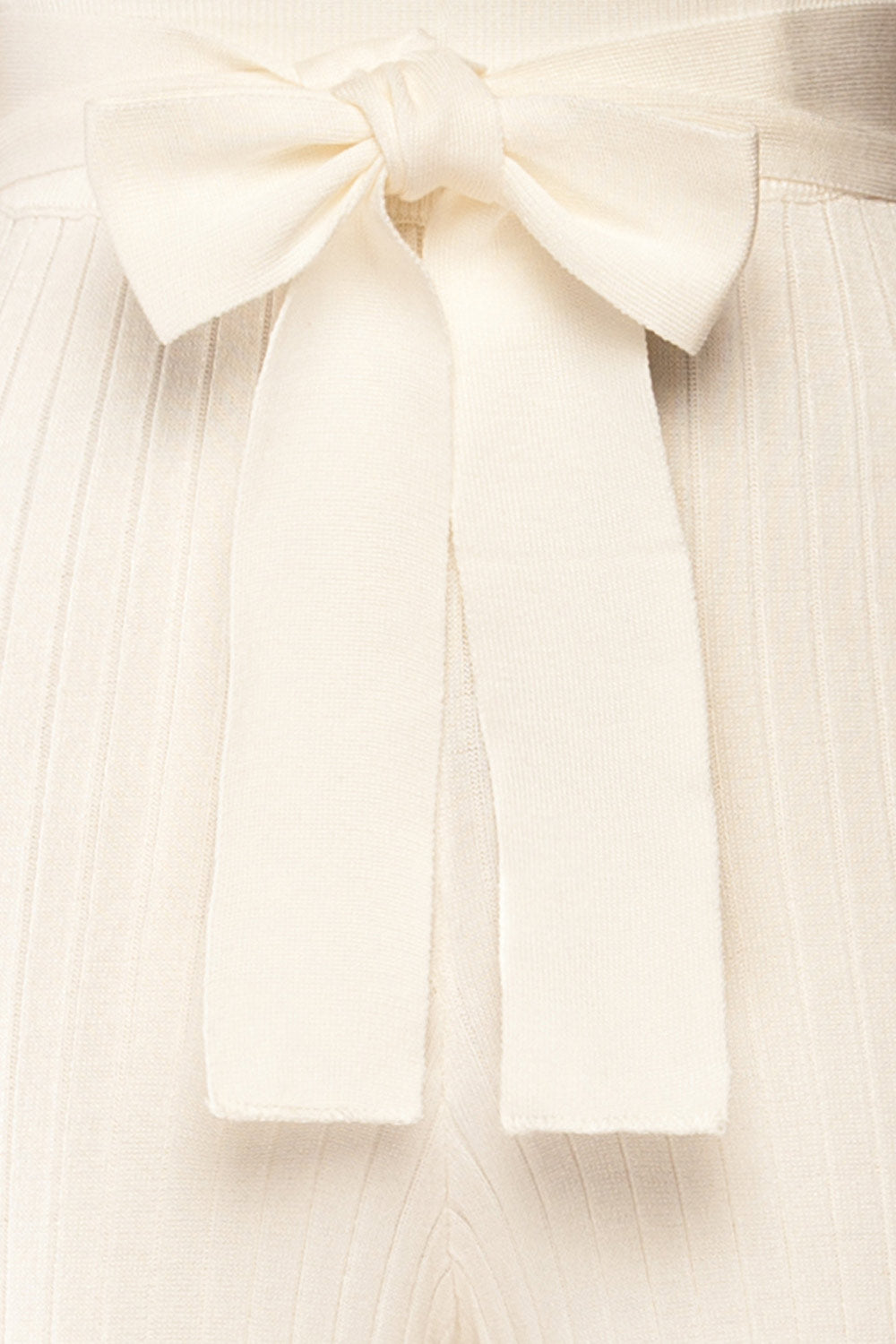 Livny Ivory Ribbed Wide Leg Pants | La petite garçonne fabric