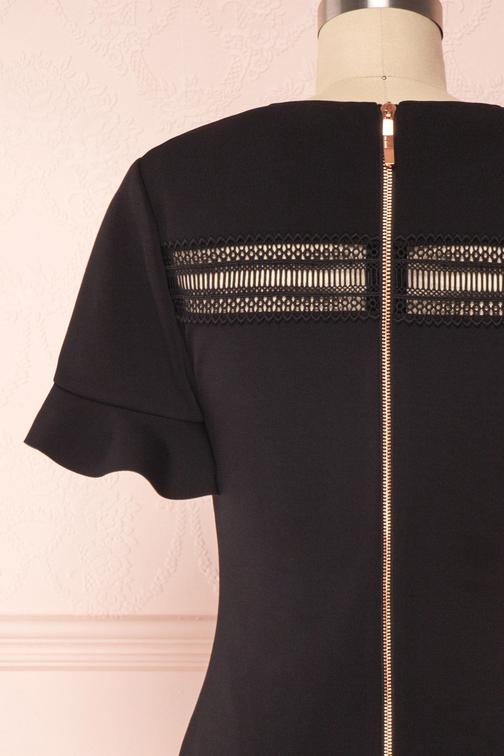 Livsia Black Cocktail Dress with Cut-Outs by Ted Baker | Boutique 1861 back close-up