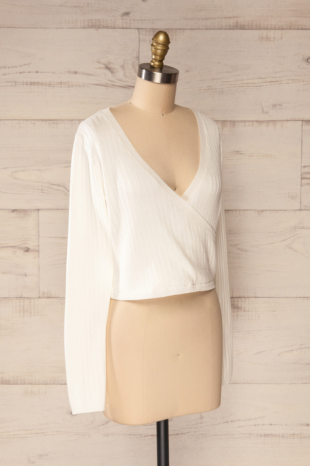 Lixa Ivory Orange Faux-Wrap Long Sleeve Top | La petite garçonne side view