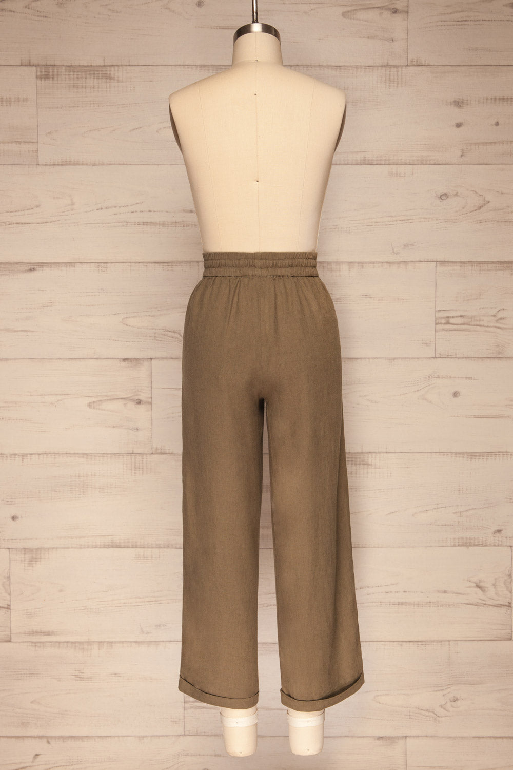 Lobez Green Wide Leg Pants w/ Pockets | La petite garçonne back view