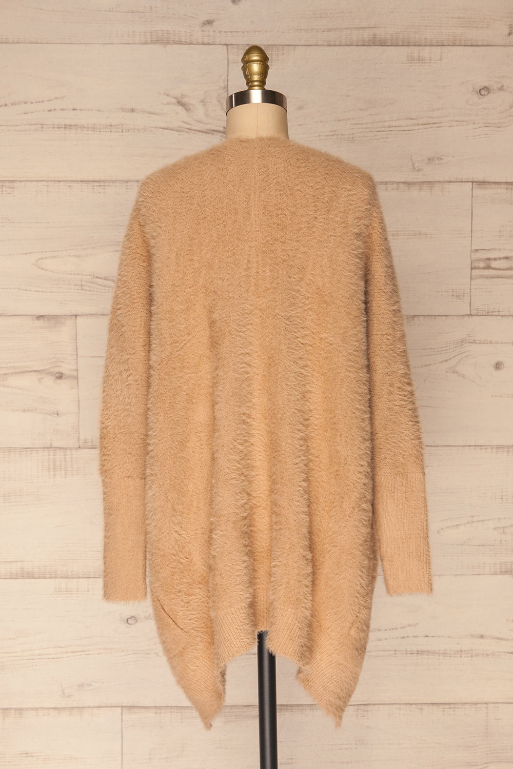 Lodzki Beige Long Fuzzy Cardigan | La petite garçonne back view