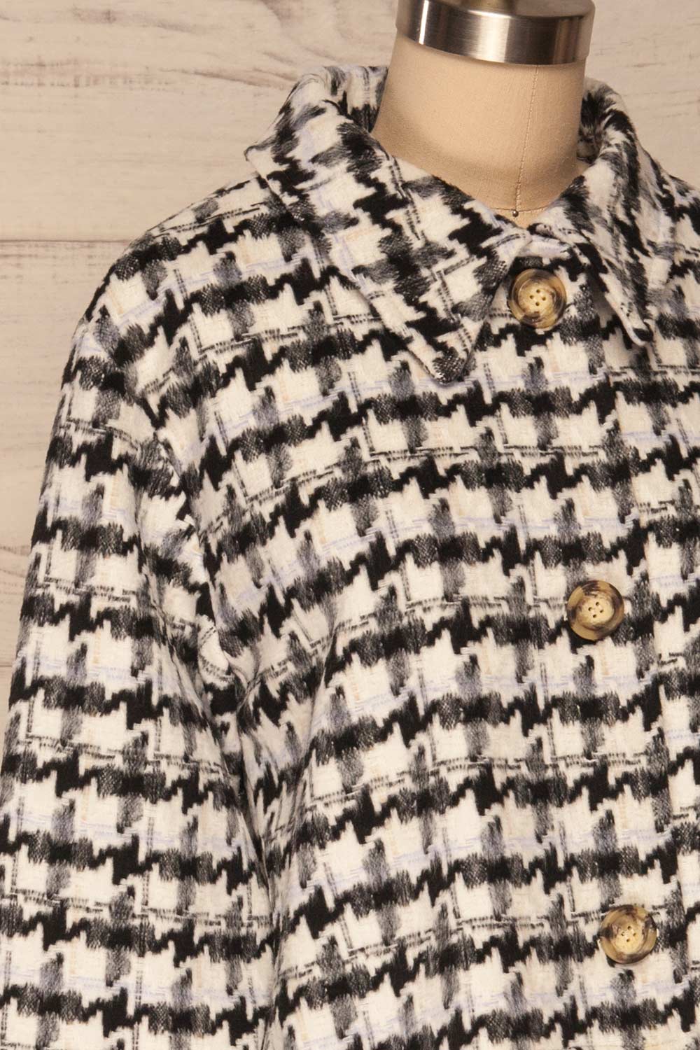 Louise Black Short Houndstooth Jacket | La petite garçonne side close up