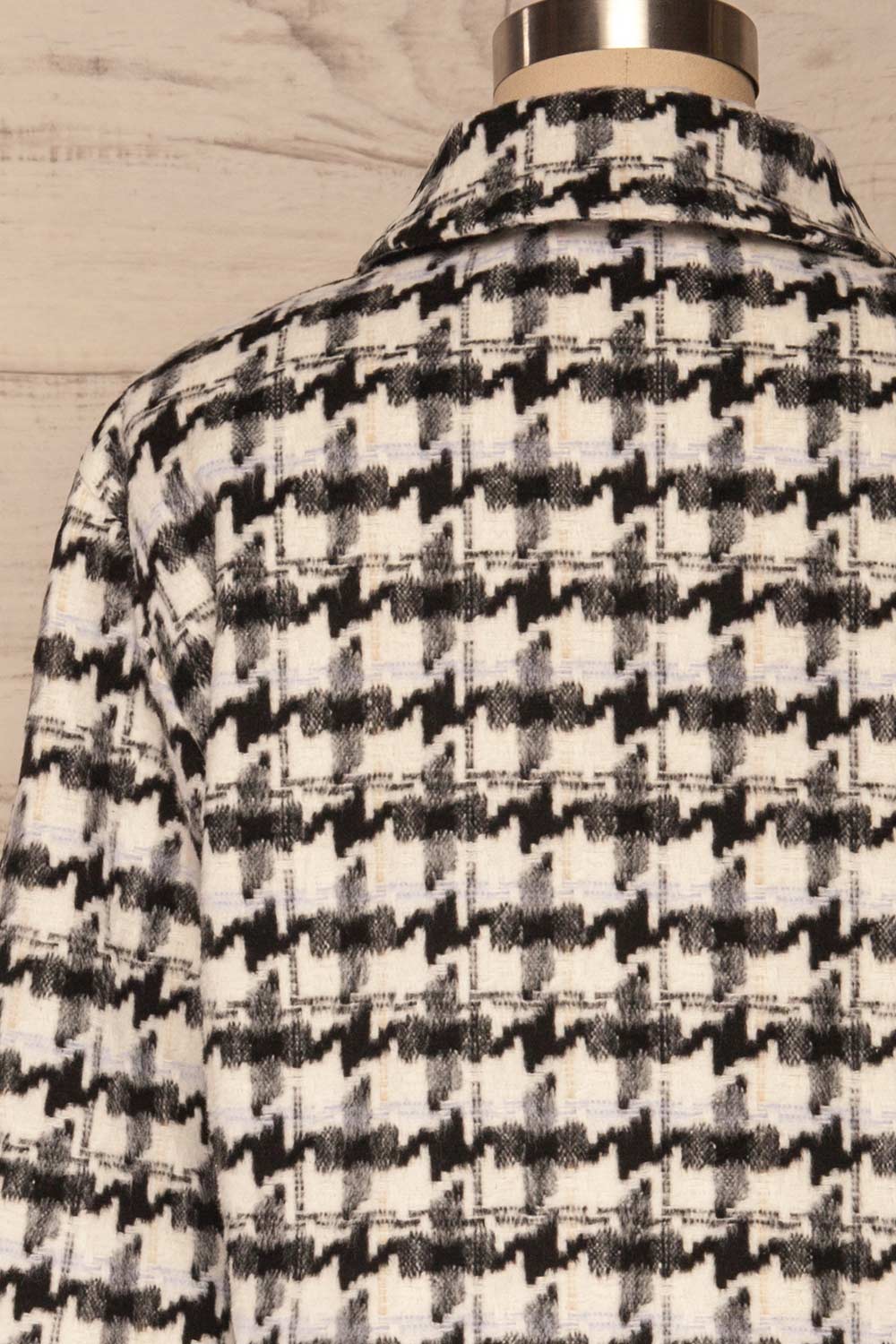 Louise Black Short Houndstooth Jacket | La petite garçonne back close up