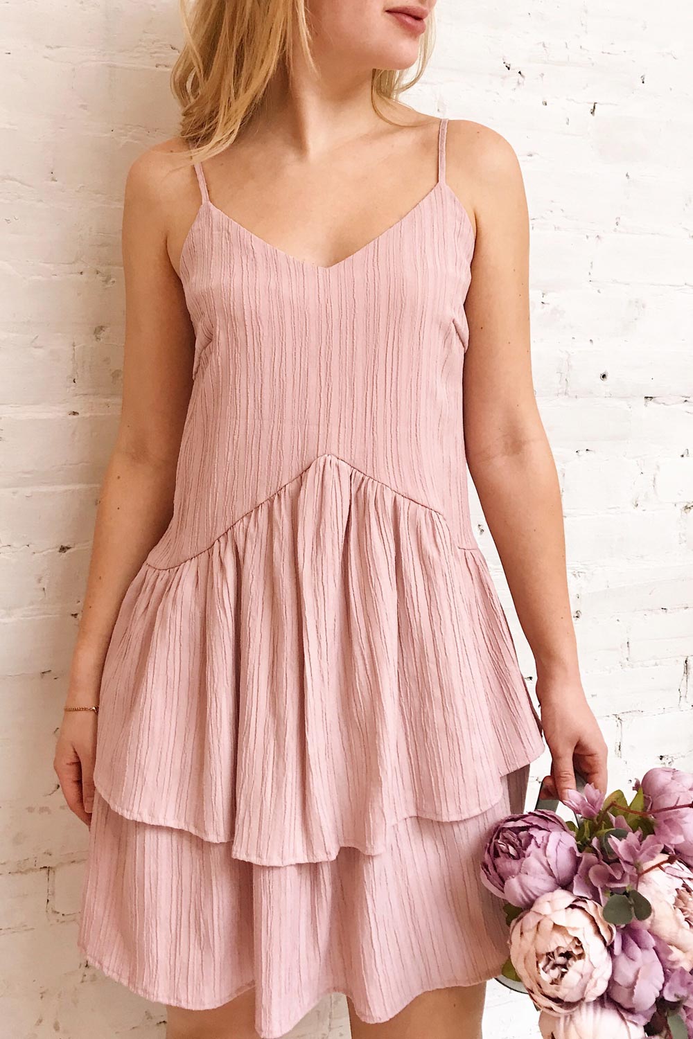 Lozola Daisy White Layered Short Dress | La petite garçonne on model