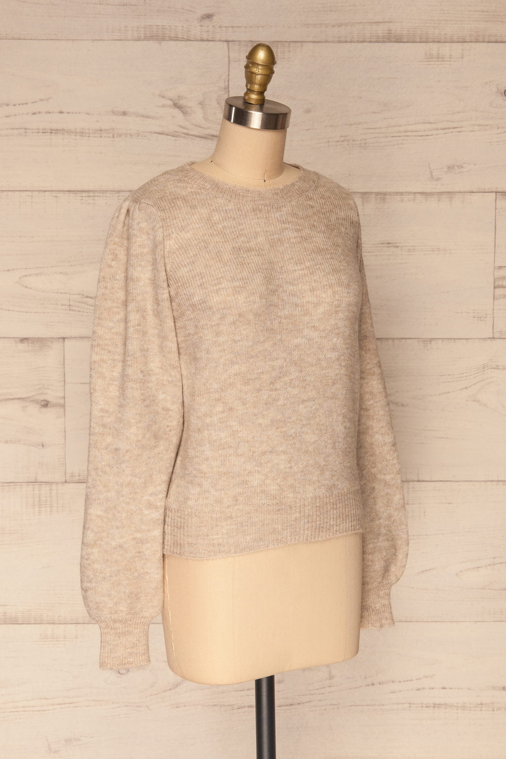 Lubliniec Grey Puffy Sleeve Knit Sweater | La petite garçonne side view