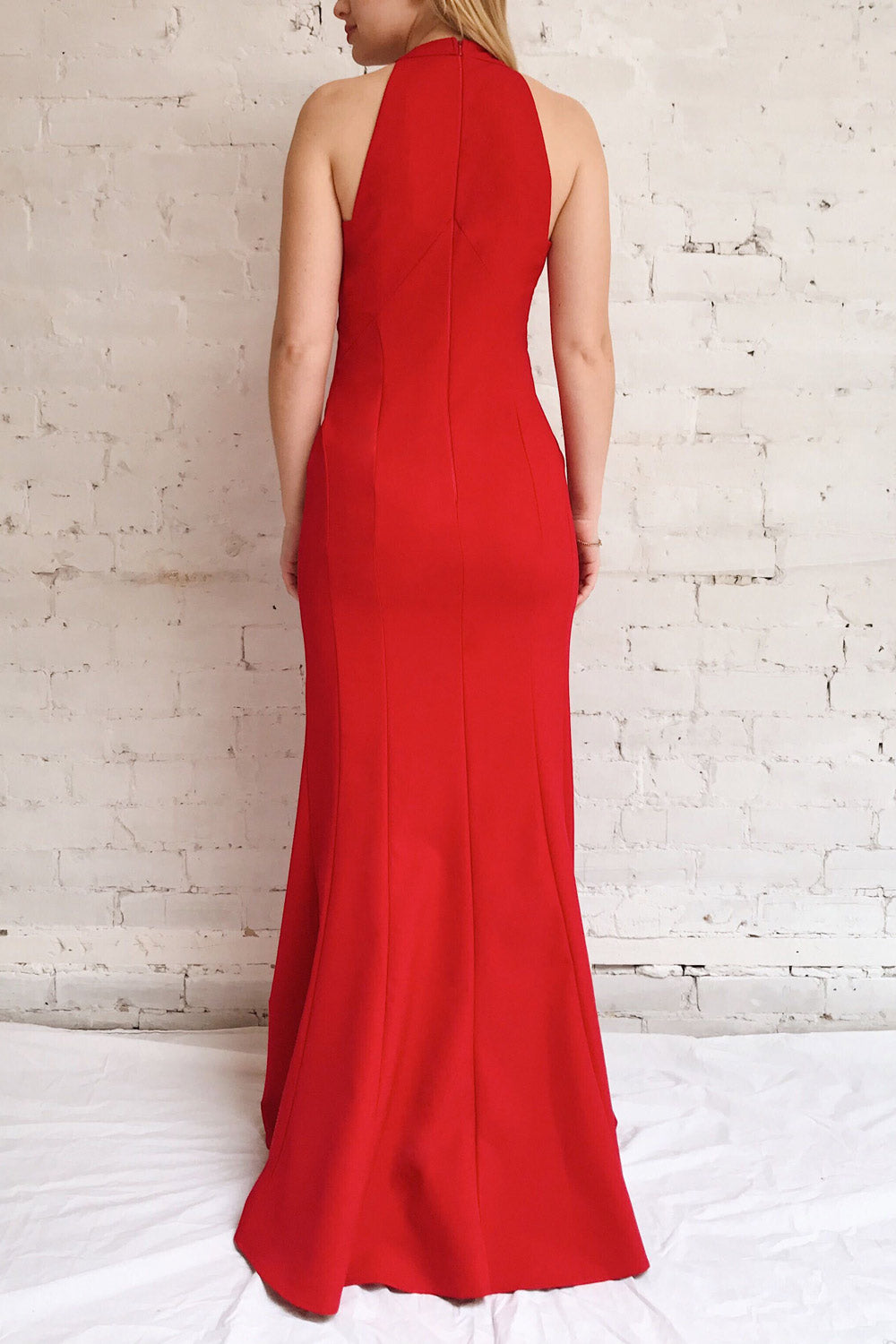 Lubomierz Red Fitted Maxi Mermaid Dress | La petite garçonne model back
