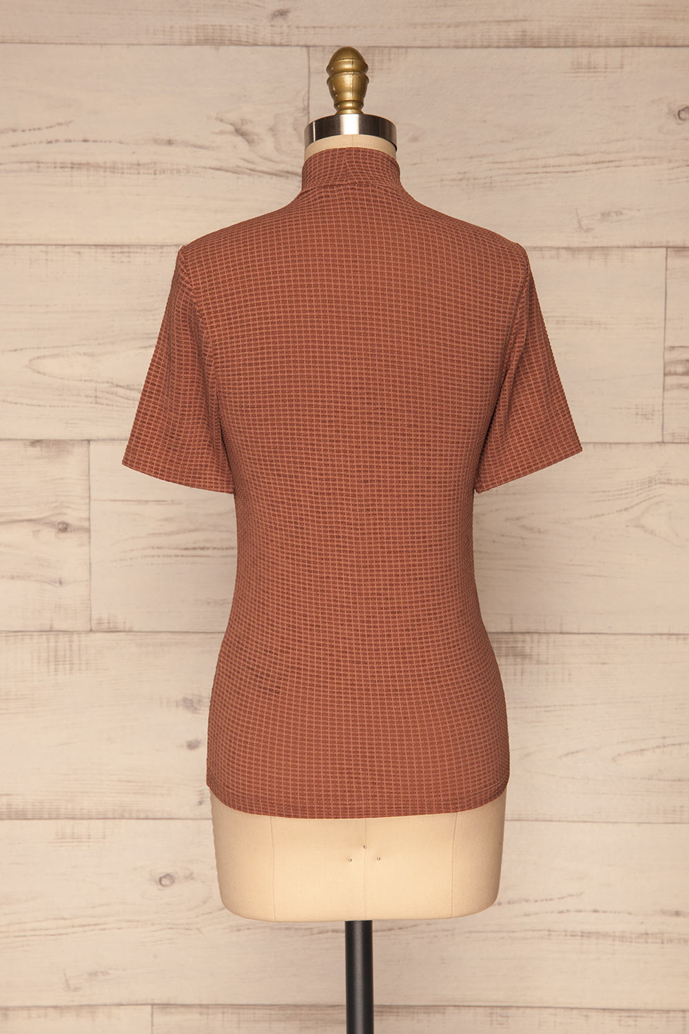 Lucca Marron Waffled Short Sleeve Top | Haut | La petite garçonne back view