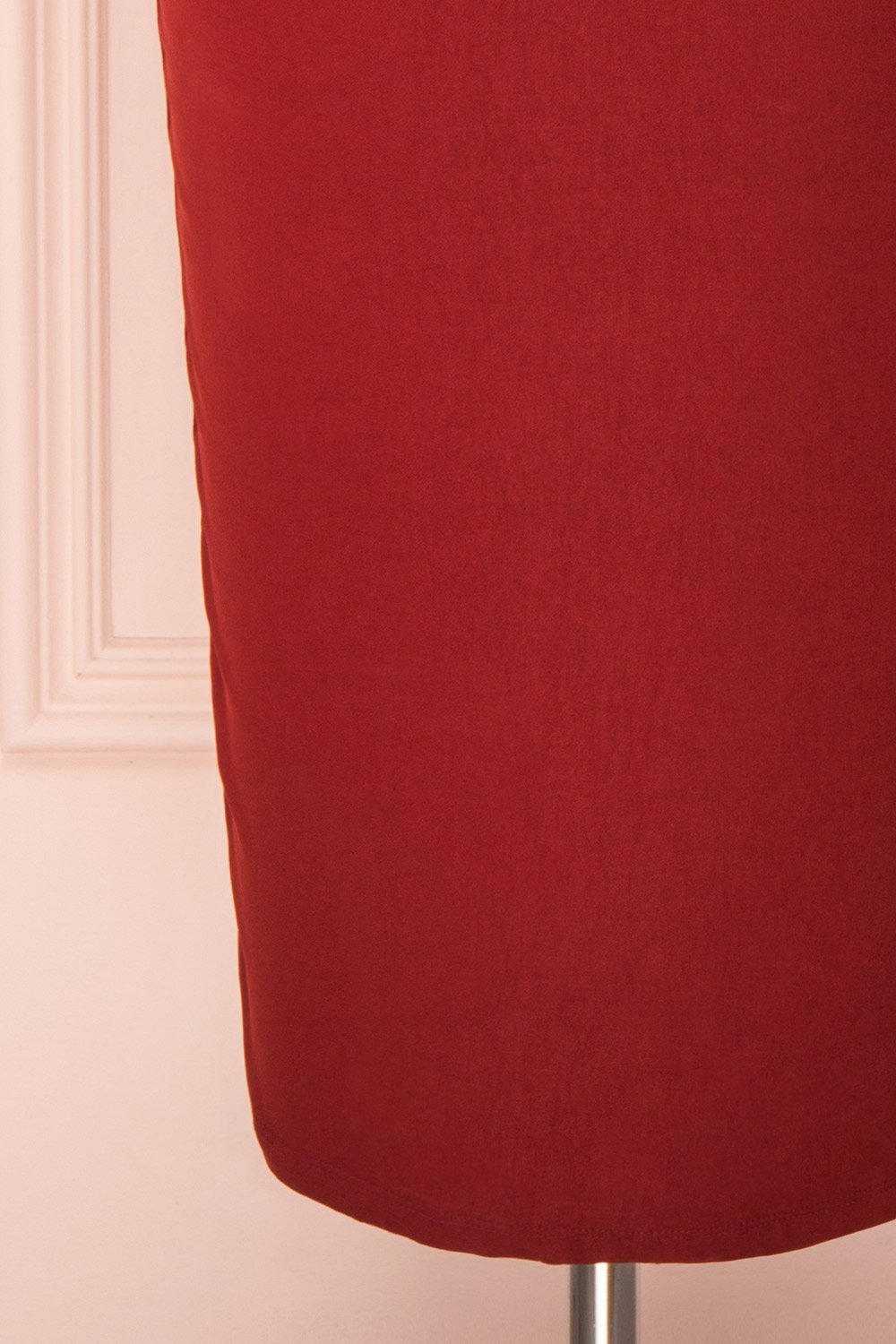 Ludivine Dark Red Fitted Midi Dress w/ Belt skirt | Boutique 1861