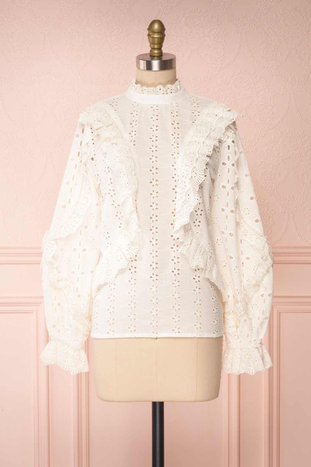 Lunesque Ivory Openwork Lace Blouse | Boutique 1861
