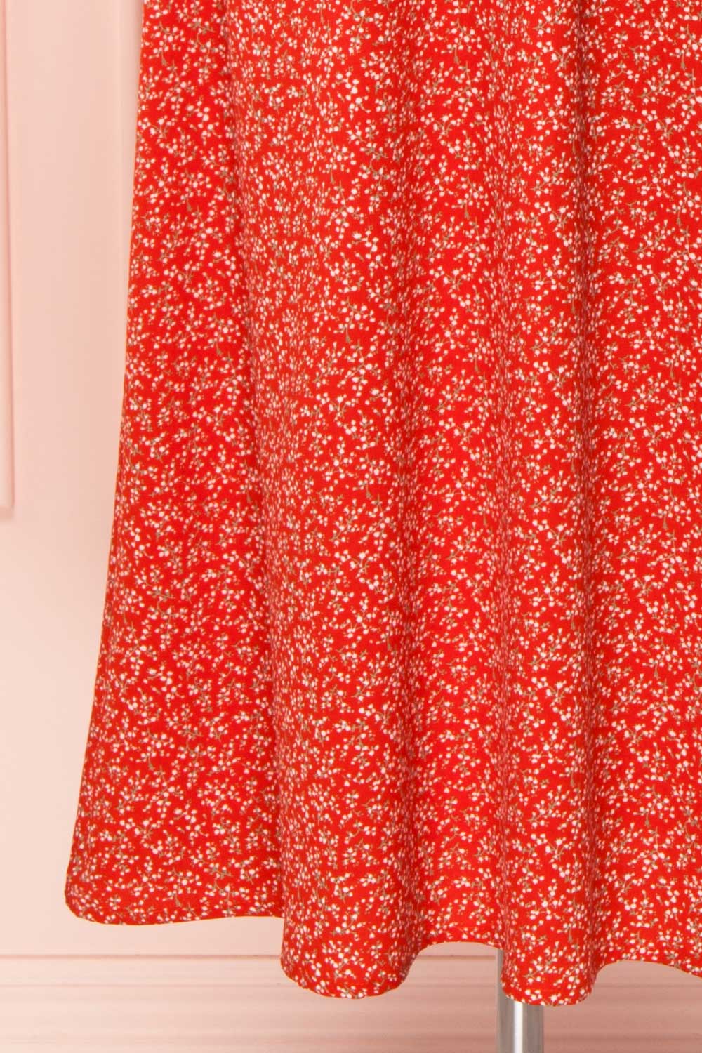 Lyyti Red Floral Long Sleeved Midi Dress skirt | Boutique 1861