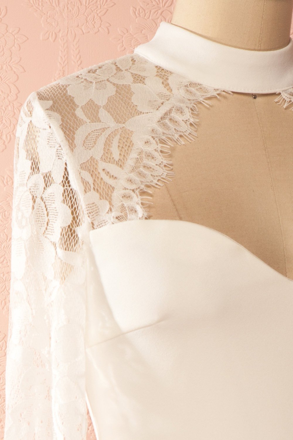 Madhulika White Long Lace Sleeves Fitted Dress | Boutique 1861