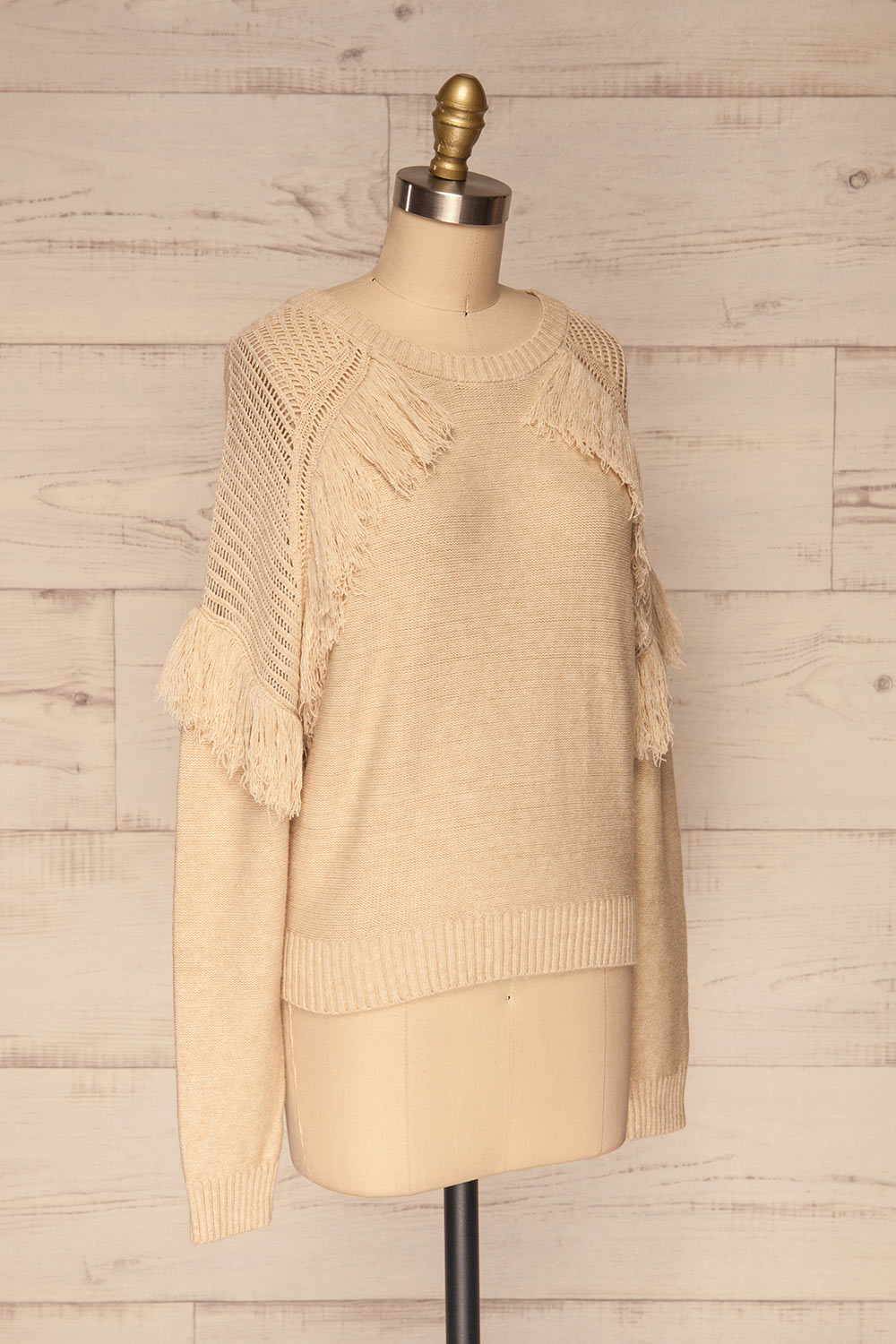 Magalie Beige Knit Sweater | Tricot | La Petite Garçonne side view