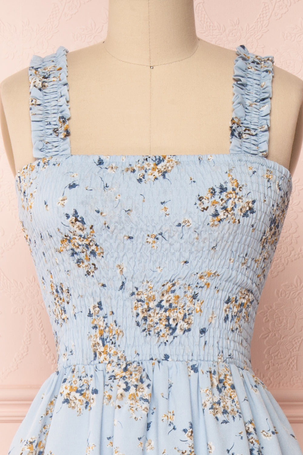 Mahealani Light Blue Floral Layered A-Line Dress | Boutique 1861
