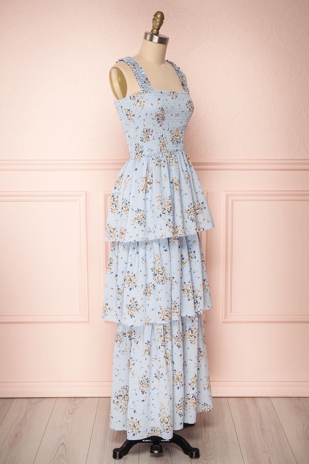 Mahealani Light Blue Floral Layered A-Line Dress | Boutique 1861