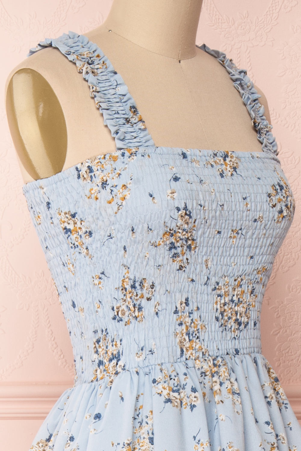 Mahealani Light Blue Floral Layered A-Line Dress | Boutique 1861