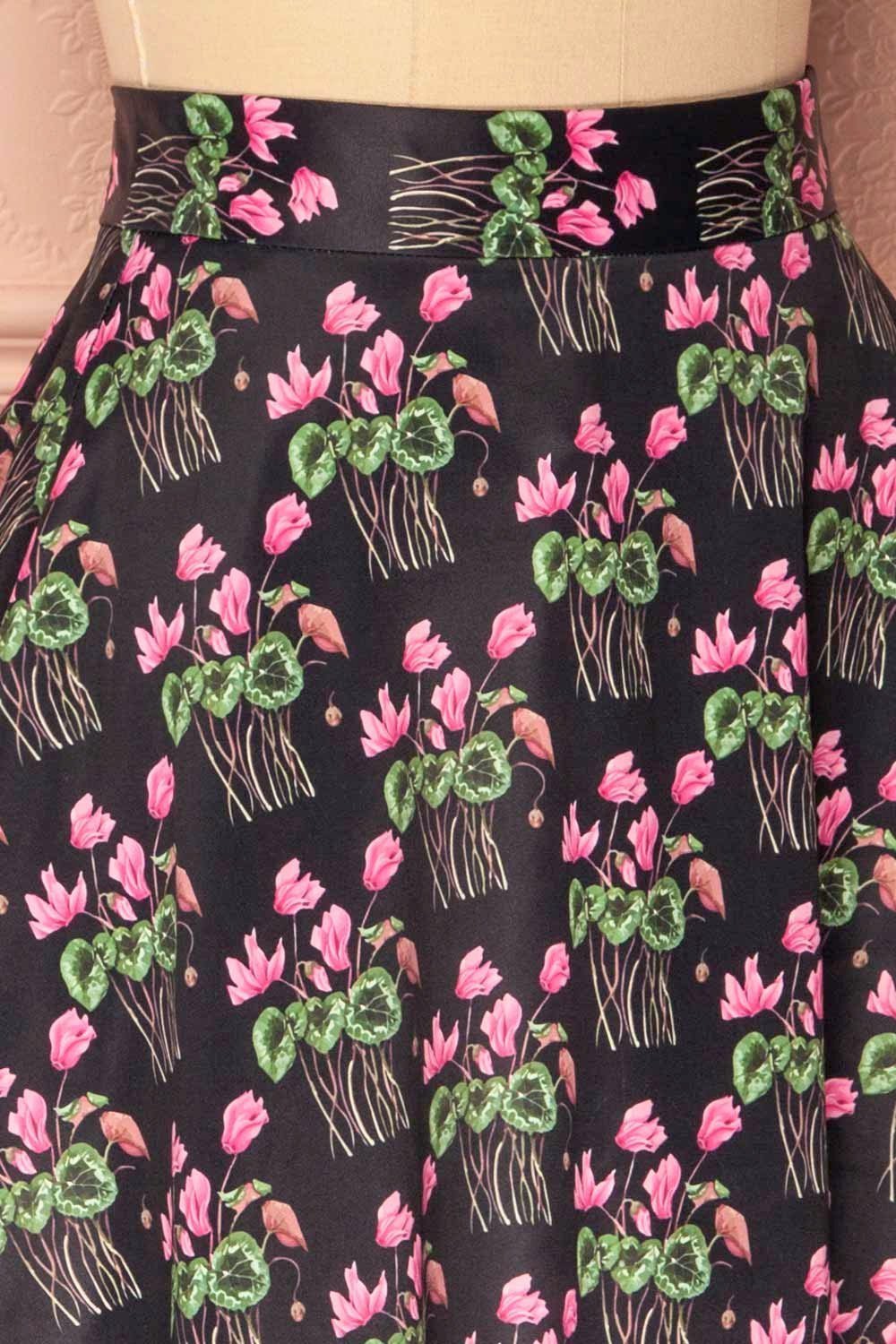 Mahira | Black Floral Skirt