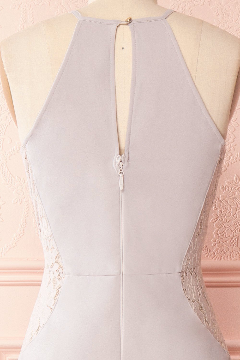 Maï Brume Grey Halter Gown with Lace Side Cut-Outs | Boudoir 1861