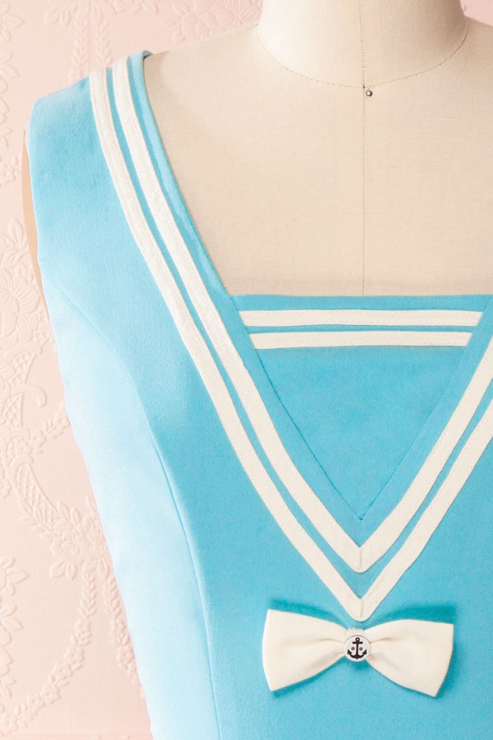 Maidie Sky Blue Retro A-line Sailor Dress | Boutique 1861