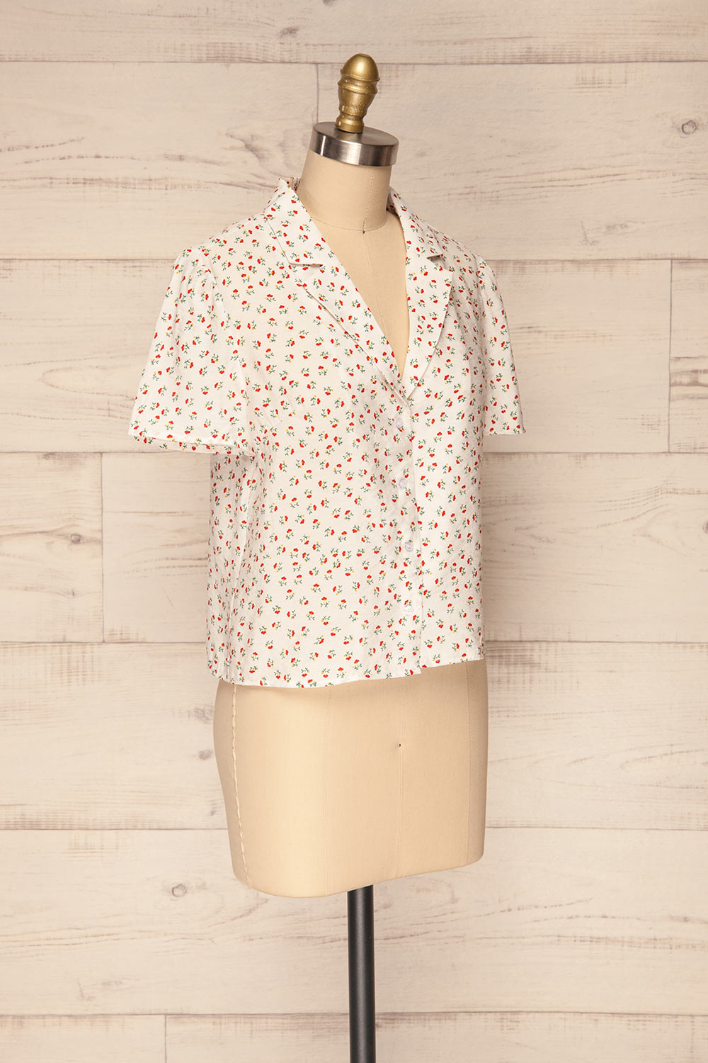 Maing White Floral Short Sleeved Cropped Shirt | La Petite Garçonne 4