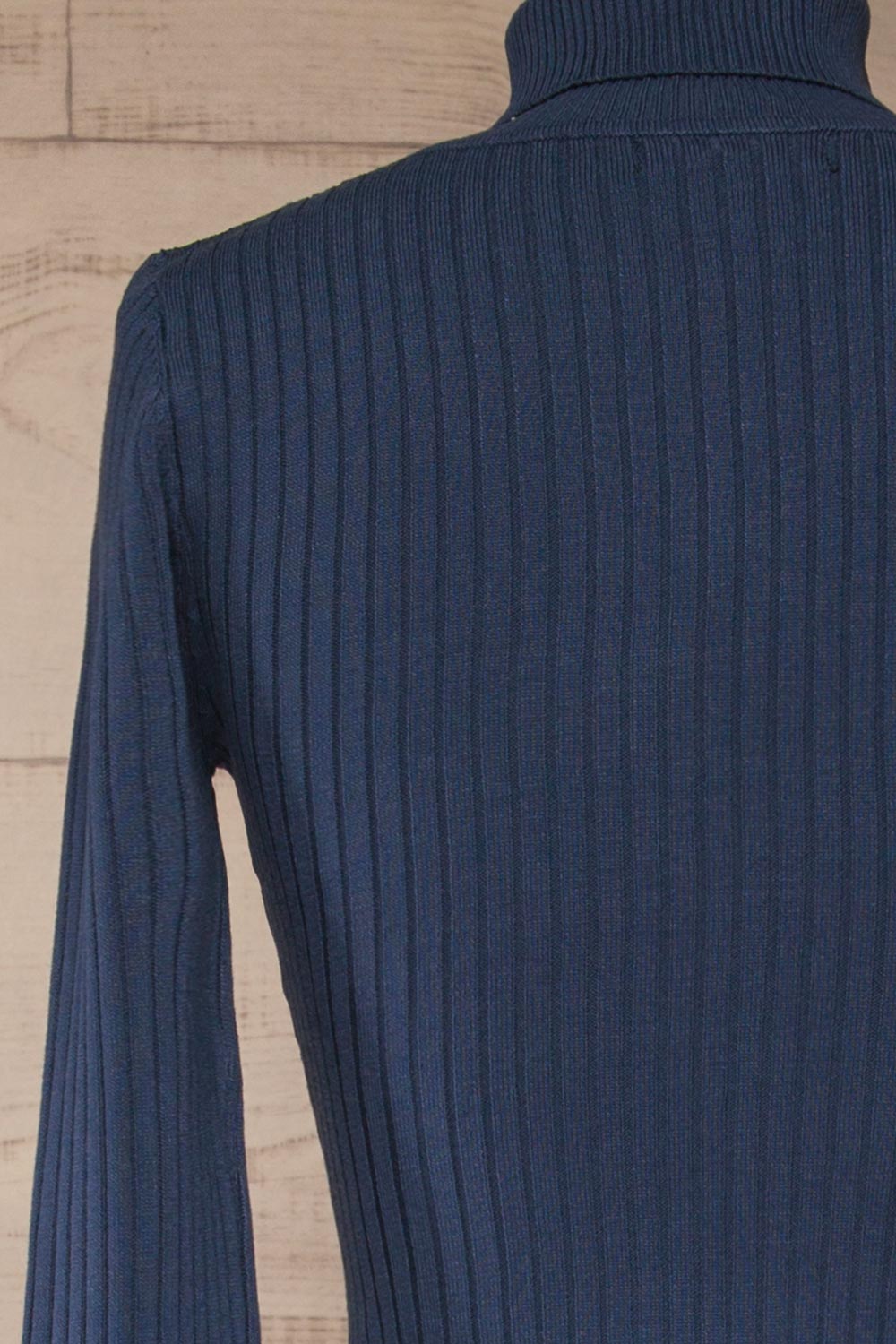 Mainz Blue Long Sleeve Turtleneck Bodysuit | La petite garçonne back close-up